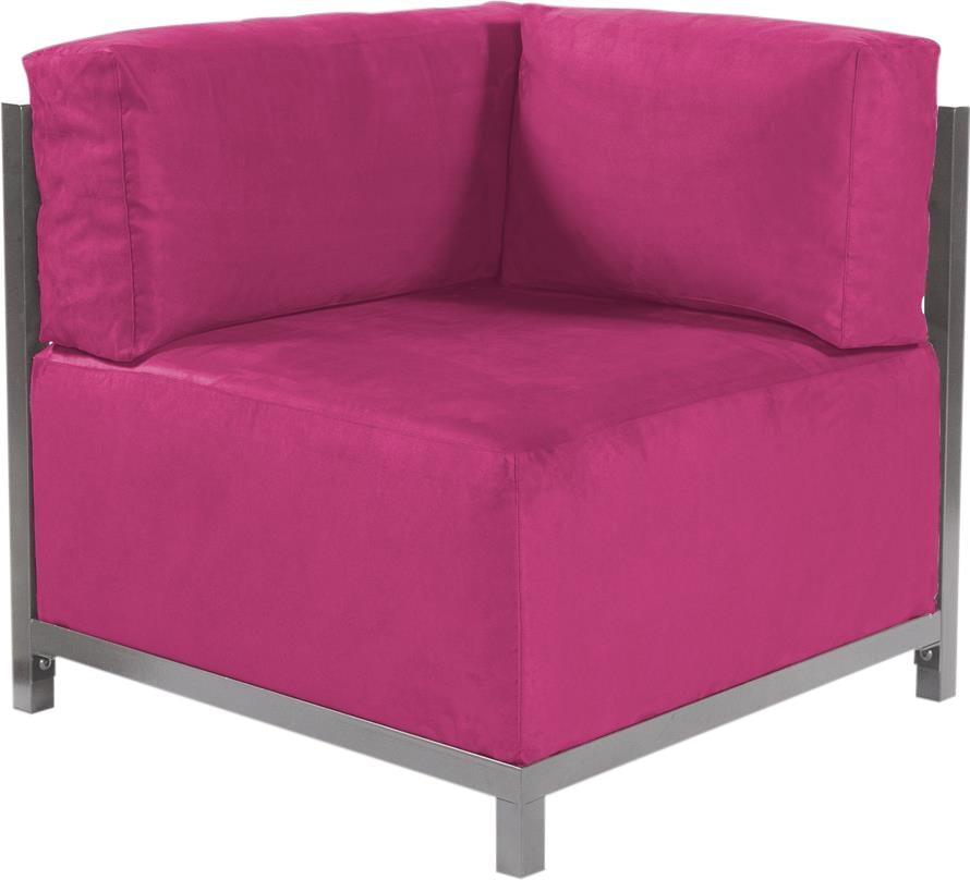 Howard Elliott Fuchsia Pink Corner Chair for Modern Decor: Howard Elliott Fuchsia Pink Corner Chair for Modern Decor This elegant corner chair is designed to enhance modern decor with its vibrant fuchsia pink finish. Hand-finished and crafted from 100% polyes