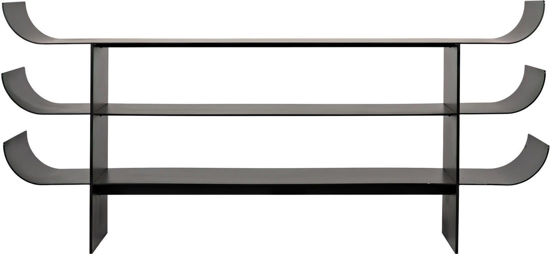 Noir Kyoto Collection Matte Black Steel Console Table: Noir Kyoto Collection Matte Black Steel Console Table Introducing the Sleek Kyoto Collection Steel Console, an exquisite addition to your space that embodies industrial style. Crafted from durable ind