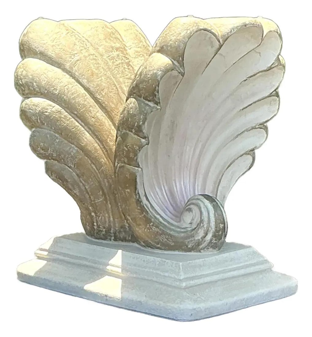 Vintage Coastal Clam Shell Table Pedestal in Gold Finish (1 of 10)