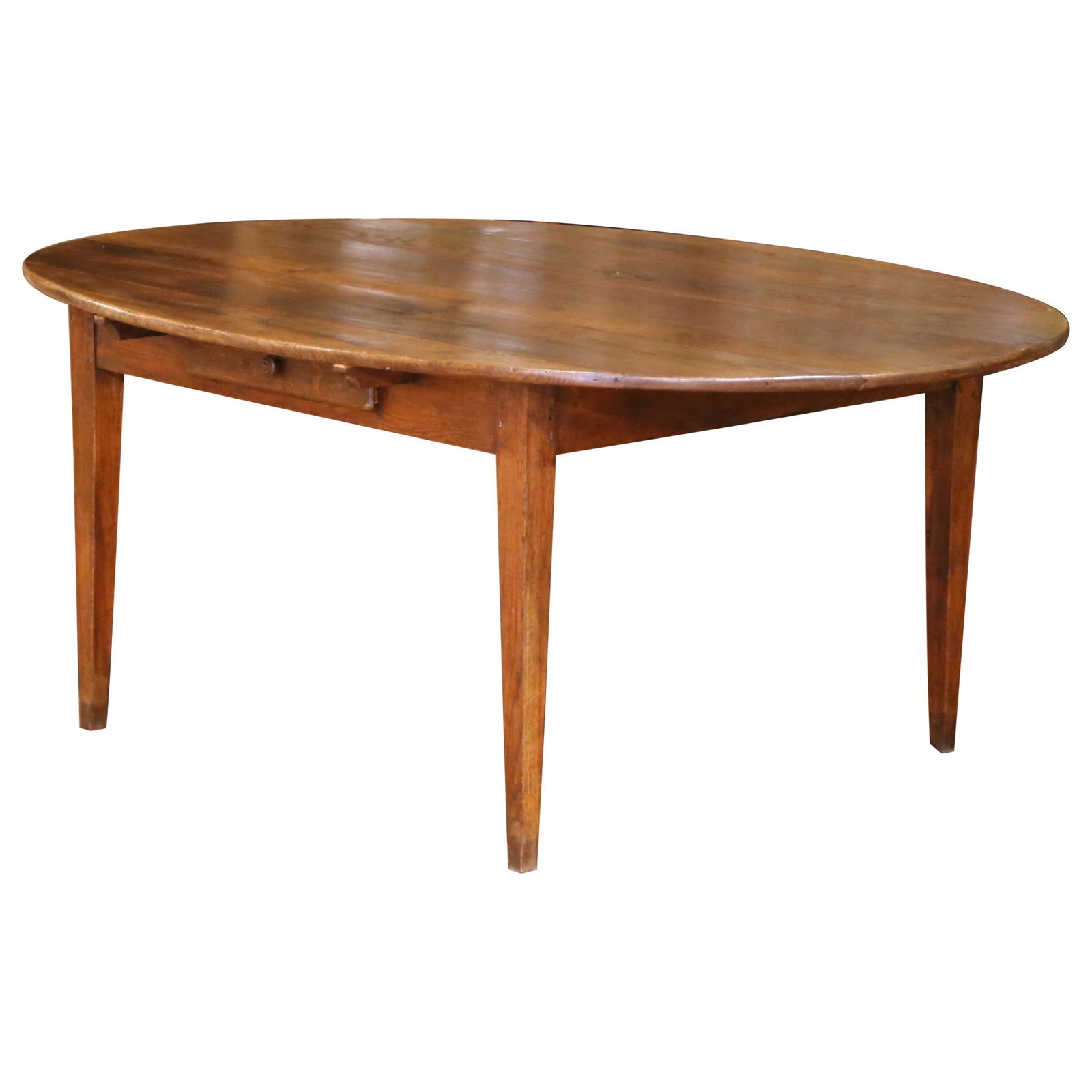 Antique Louis Philippe Oval Dining Table 1870 Chestnut Oak Farmhouse: Antique Louis Philippe Oval Dining Table 1870 Chestnut Oak Farmhouse This exquisite 19th Century French Louis Philippe dining table embodies the elegance of mid-19th century craftsmanship. Crafted in