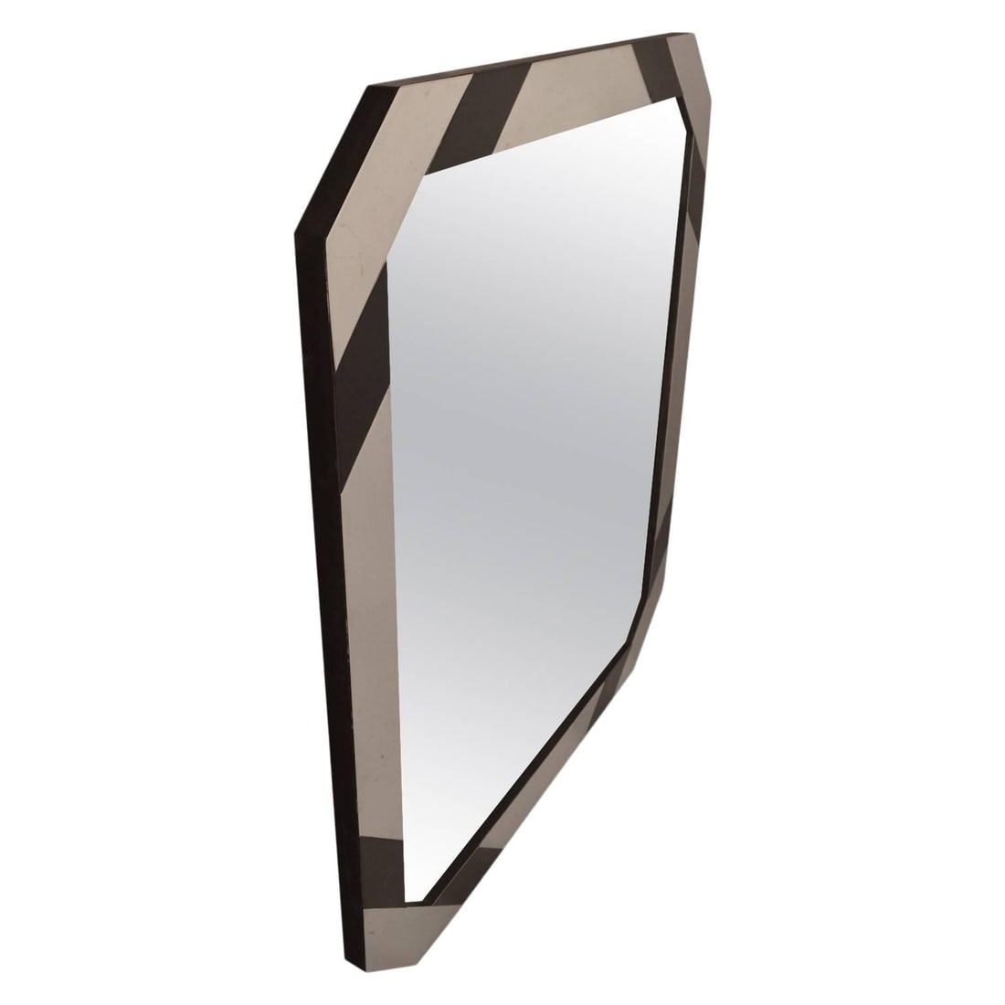 Paul Evans Inspired Mixed Metal Mirror Chrome Black Accents: Paul Evans Inspired Mixed Metal Mirror Chrome Black Accents This striking mixed metal mirror is inspired by the iconic Paul Evans Cityscape line. The frame features a captivating combination of bright