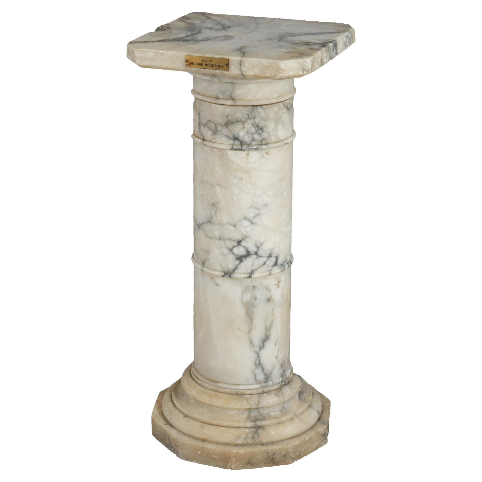 Antique Classical Marble Sculpture Pedestal Early 20th Century 30.25": Antique Classical Marble Sculpture Pedestal Early 20th Century 30.25" Presenting an exquisite antique marble sculpture display pedestal from the early 20th century, crafted around 1900. This stunning 