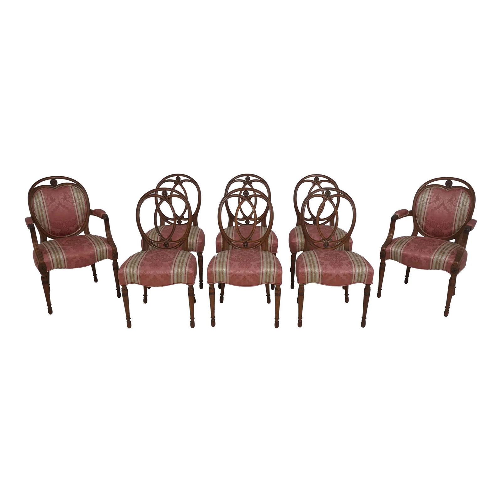 Set of 8 English Adam Style Dining Chairs by Smith & Watson: Set of 8 English Adam Style Dining Chairs by Smith & Watson This exquisite set of 8 dining room chairs is attributed to the iconic Smith & Watson, showcasing the elegant English Adam style from the 19