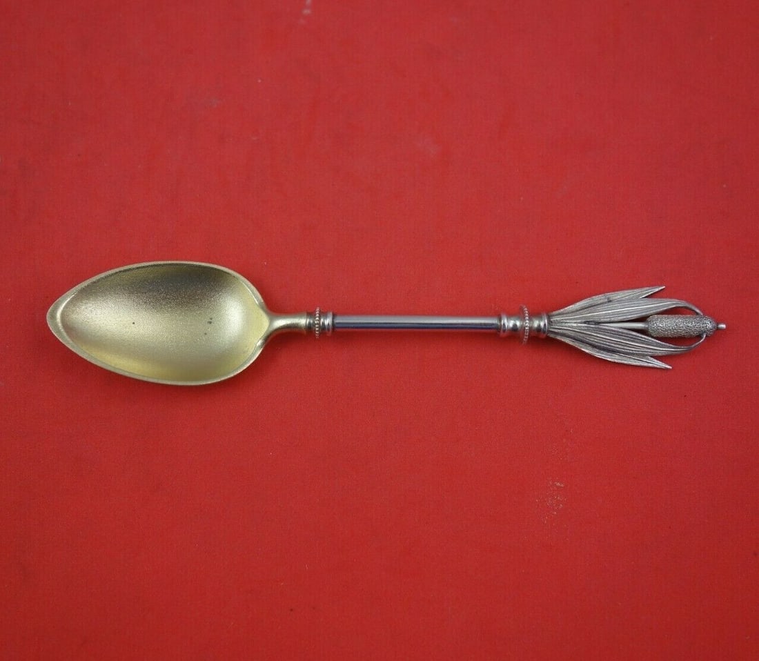 George Sharp Cat Tails Sterling Silver Coffee Spoon 5 inch Gold Wash Bowl: George Sharp Cat Tails Sterling Silver Coffee Spoon 5 inch Gold Wash Bowl Experience the exquisite craftsmanship of this Cat Tails coffee spoon by George Sharp, made from high-quality sterling silver