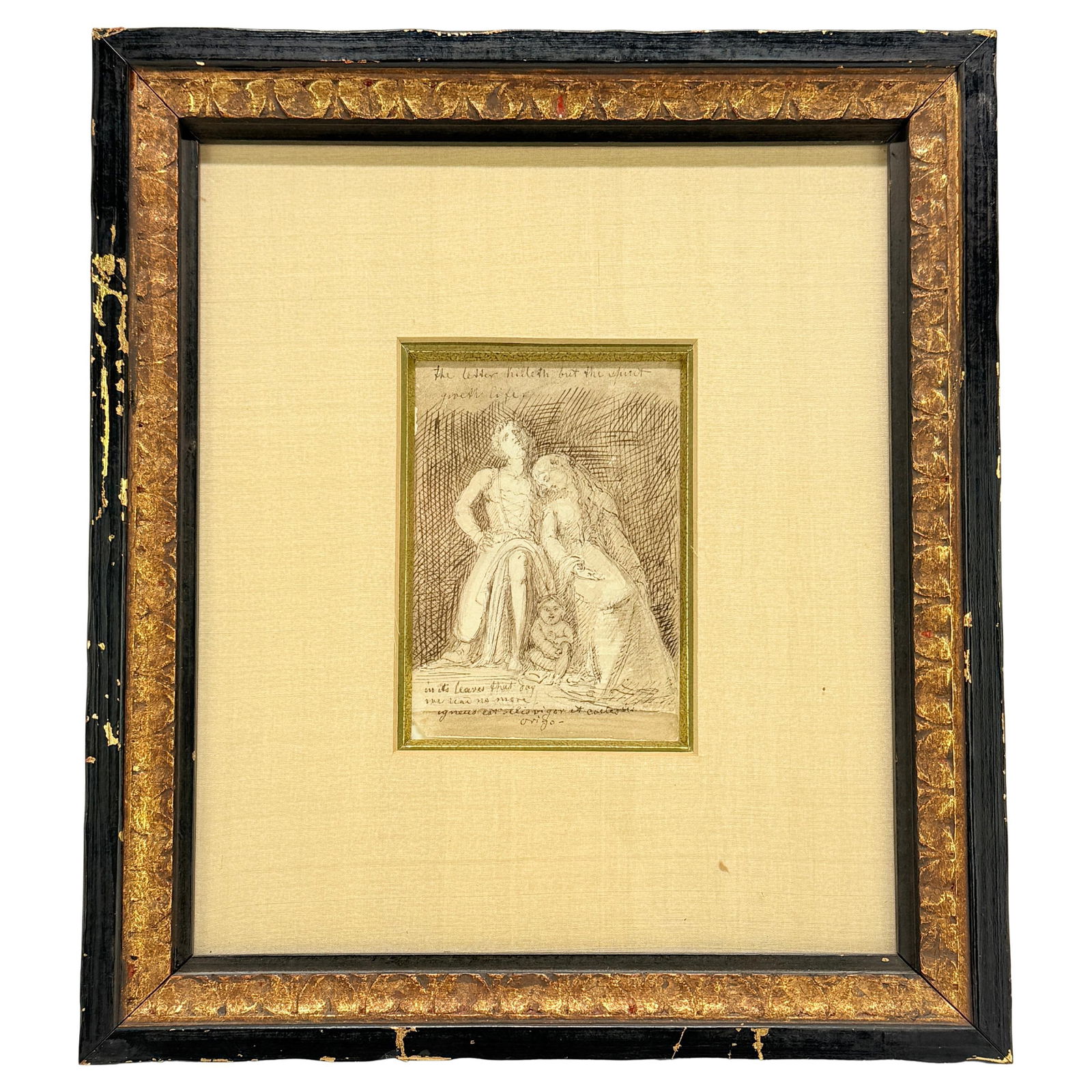 19th Century Neoclassical Allegorical Drawing Italy Giltwood Frame (1 of 9)