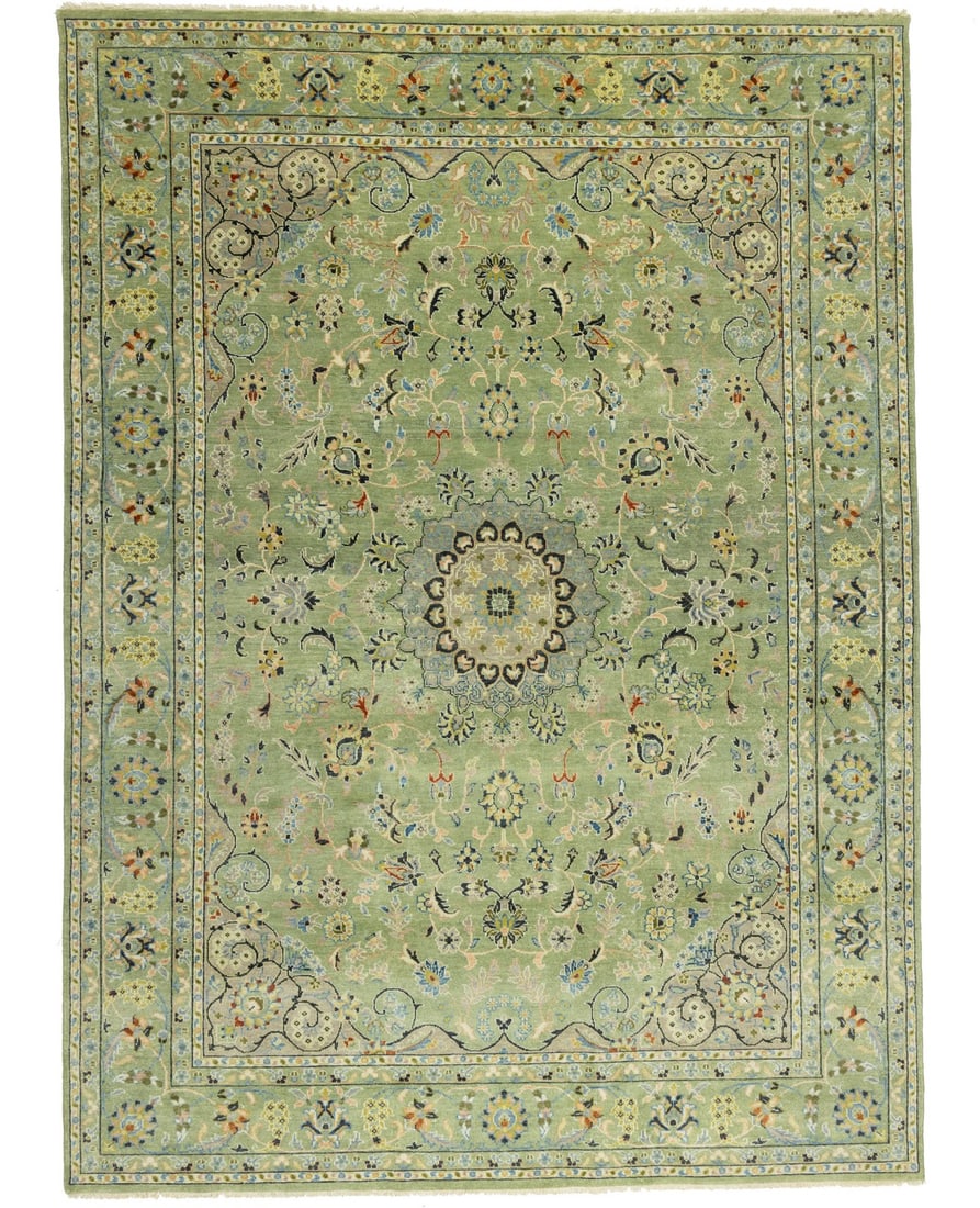 Rare Floral Hand-Knotted 10x14 Chobi Nain Design Rug: Rare Floral Hand-Knotted 10x14 Chobi Nain Design Rug Enhance your living space with this stunning hand-knotted floral Chobi Nain design rug. Measuring approximately 9'10" x 14'1", this extra-large car