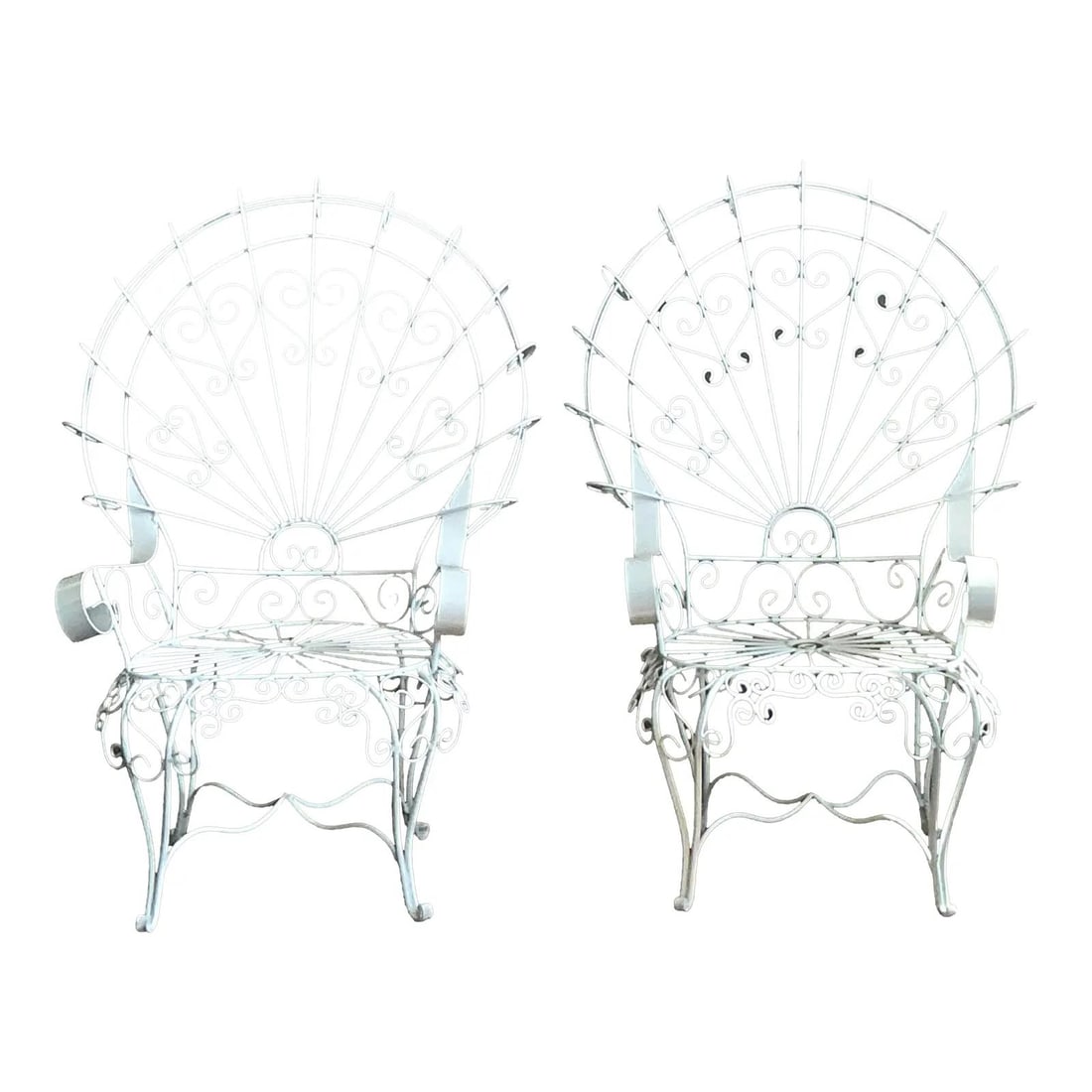 Pair of Vintage Wrought Iron Peacock Chairs After Salterini (1 of 10)
