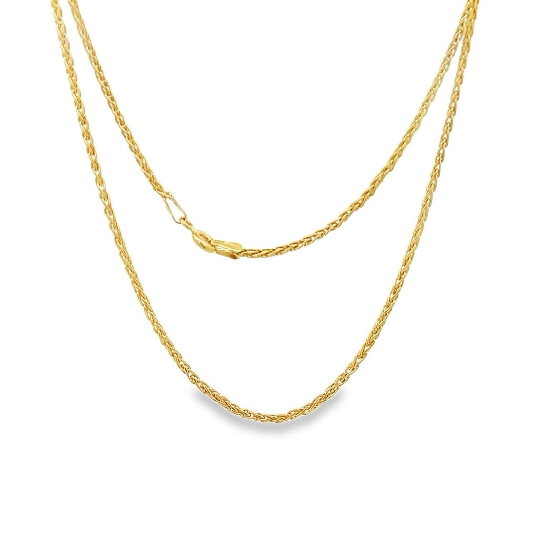 Italian 14k Yellow Gold 30 Inch Wheat Link Chain Necklace: Italian 14k Yellow Gold 30 Inch Wheat Link Chain Necklace Elevate your accessory collection with this exquisite Italian unisex 14k gold wheat link chain necklace. Crafted from solid yellow gold, this 