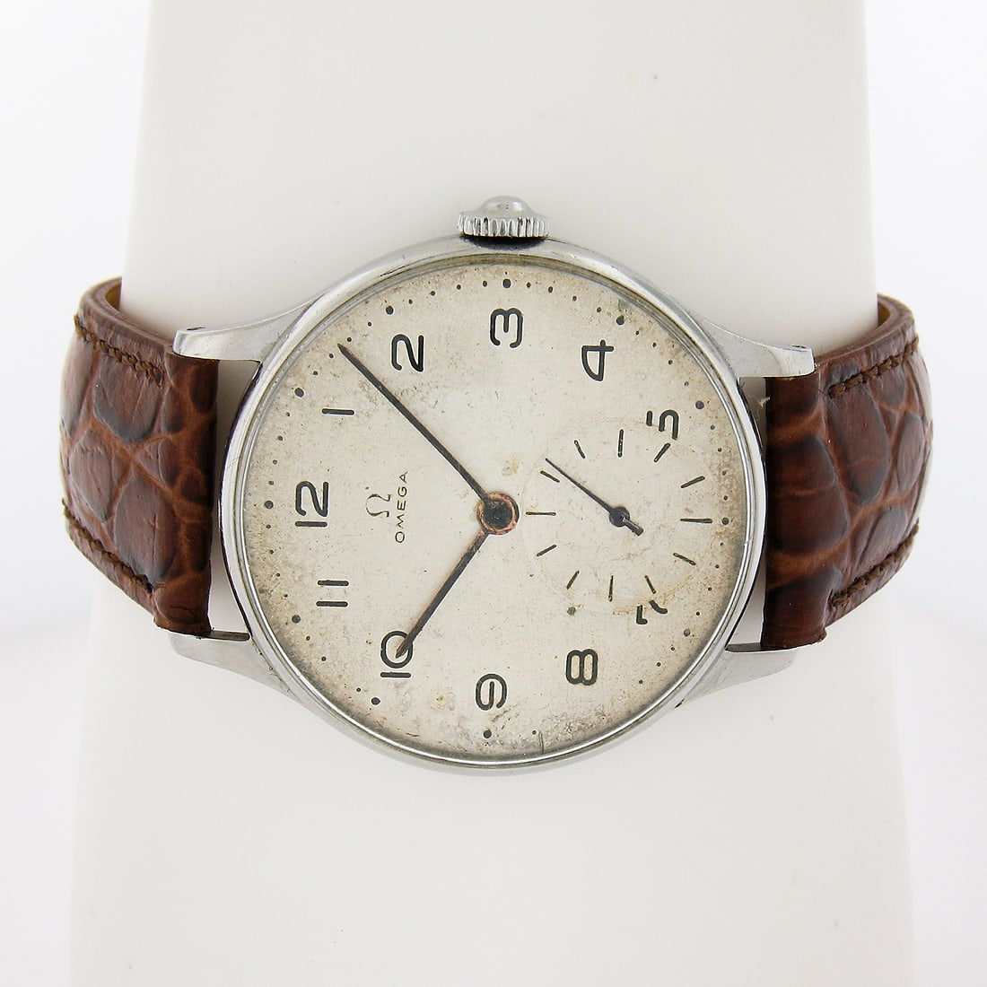 1940s Omega Jumbo 35mm Stainless Steel Mechanical Watch Cal. 30T2 (1 of 8)