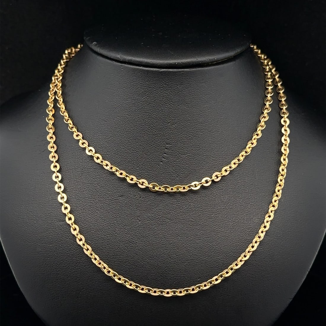 Vintage Italian 18k Yellow Gold 24 Inch Flat Cable Link Necklace (1 of 5)