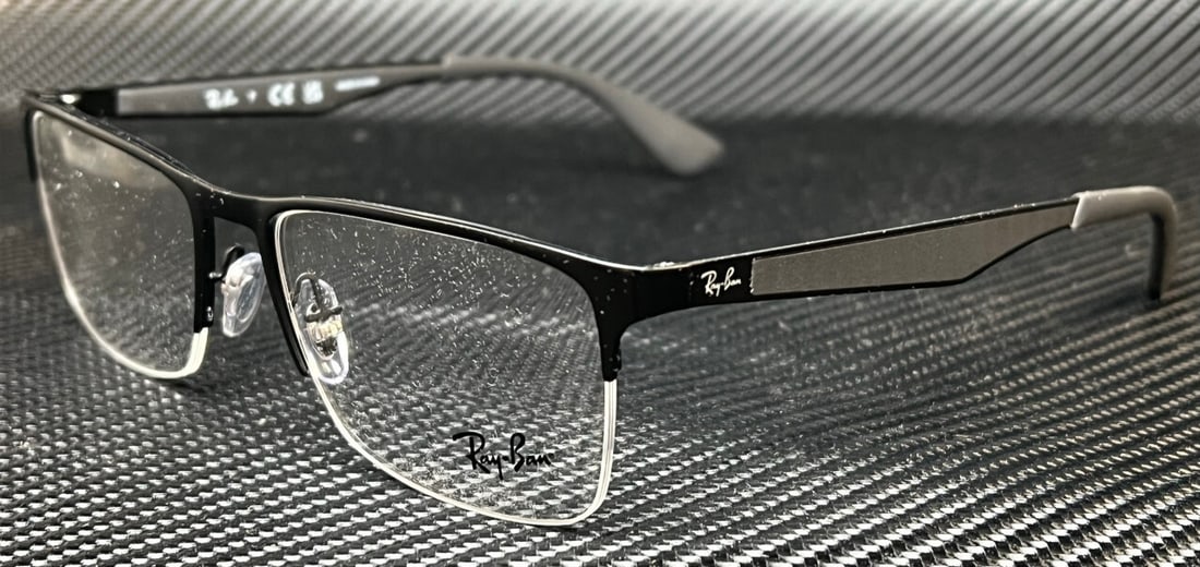 Ray-Ban RX6335 2503 Black Rectangle Eyeglasses Unisex with Case: Ray-Ban RX6335 2503 Black Rectangle Eyeglasses Unisex with Case Elevate your eyewear collection with these stylish Ray-Ban RX6335 2503 black rectangle eyeglasses. Designed for both men and women, thes