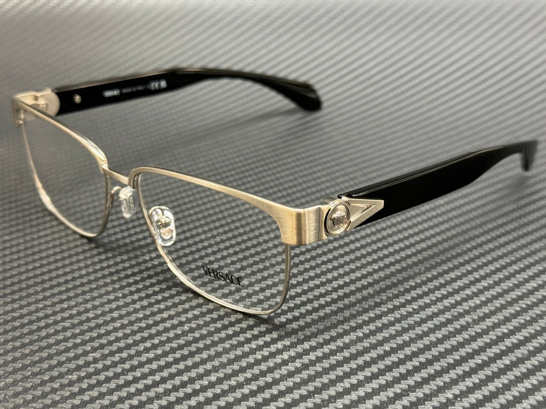 Versace VE1306 1266 Silver Brushed 55mm Men's Eyeglasses with Authenticity Certificate: Versace VE1306 1266 Silver Brushed 55mm Men's Eyeglasses with Authenticity Certificate Discover sophistication with these Versace VE1306 1266 eyeglasses. Featuring a sleek silver brushed frame, these