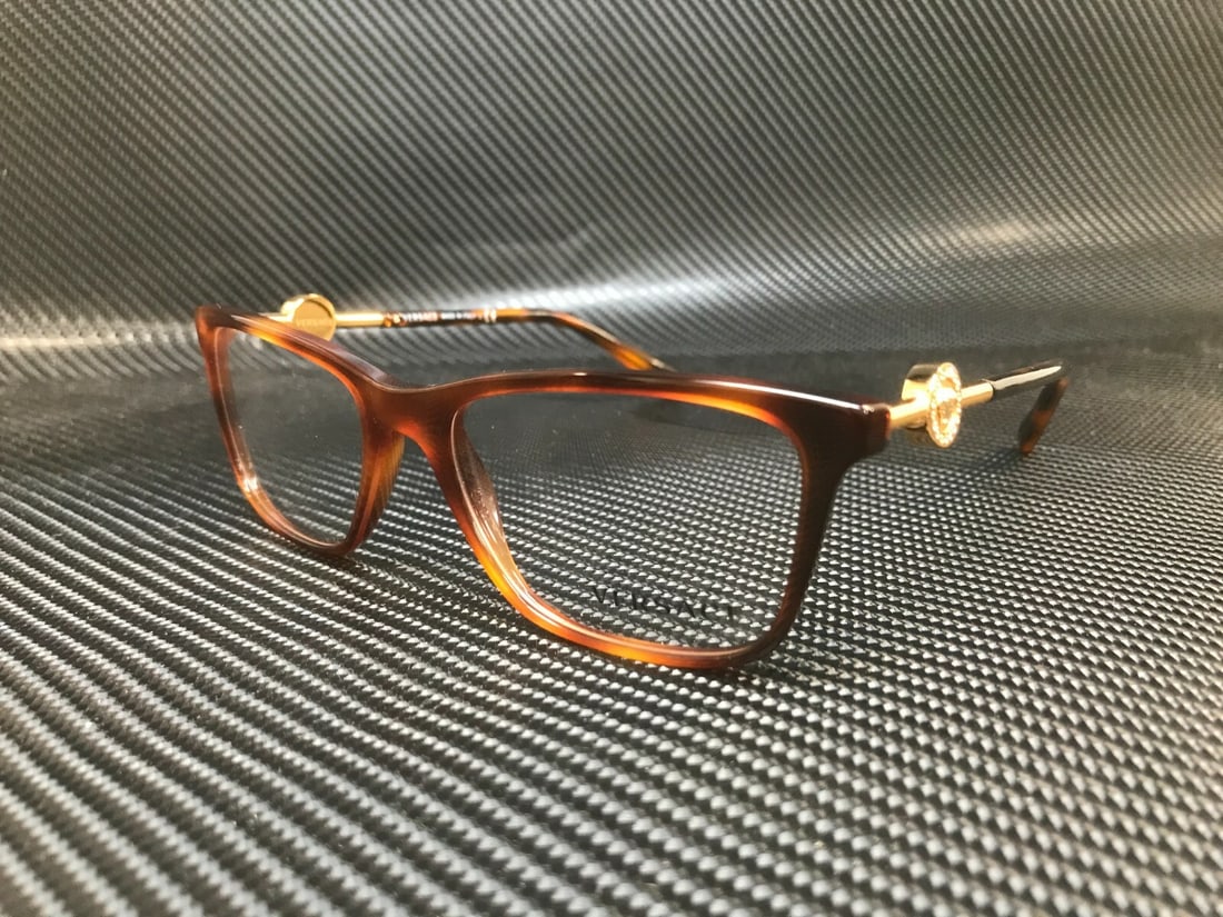 Versace VE3299B 5217 Havana Rectangle Eyeglasses with Authenticity Certificate: Versace VE3299B 5217 Havana Rectangle Eyeglasses with Authenticity Certificate Elevate your style with these exquisite Versace VE3299B 5217 eyeglasses. Featuring a sophisticated rectangle design, thes