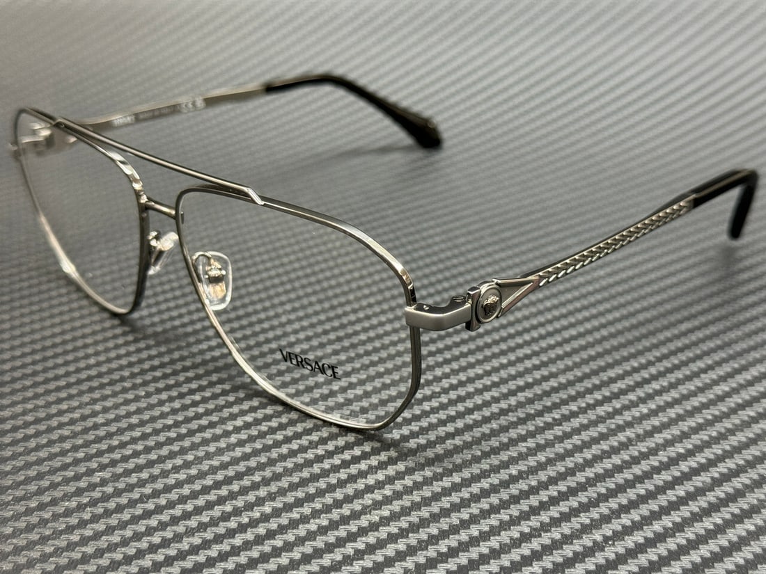 Versace VE1307 1001 Gunmetal 59mm Men's Eyeglasses with Authenticity Certificate: Versace VE1307 1001 Gunmetal 59mm Men's Eyeglasses with Authenticity Certificate Discover the elegance of Versace with these stylish men's eyeglasses featuring a sleek gunmetal frame. The model VE1307