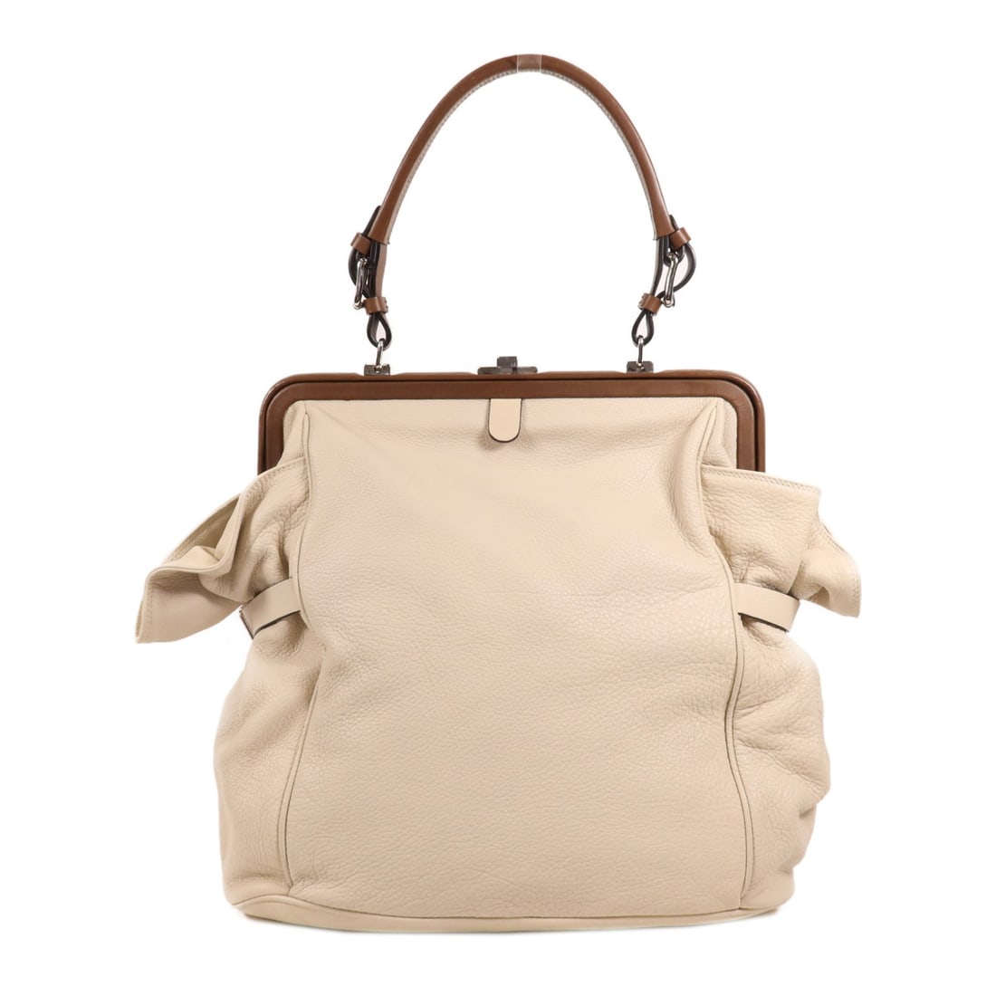 MARNI SHW Beige Brown Calfskin Leather Tote Handbag: MARNI SHW Beige Brown Calfskin Leather Tote Handbag This stylish MARNI SHW Tote Bag combines elegance and functionality, crafted from high-quality calfskin leather in a sophisticated beige color. It f