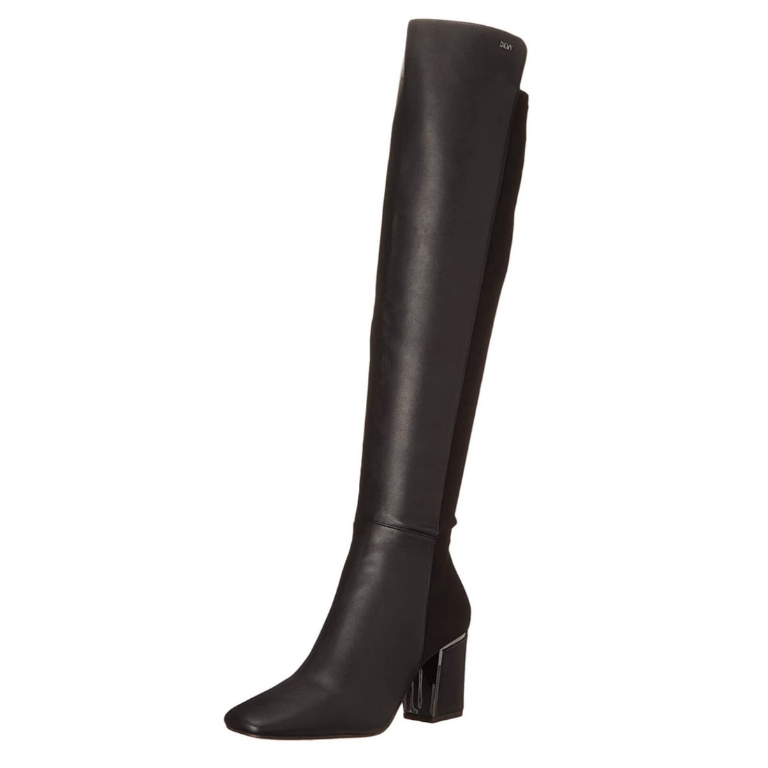 DKNY Cilli Black Square-Toe Knee-High Dress Boots 5.5M: DKNY Cilli Black Square-Toe Knee-High Dress Boots 5.5M Elevate your wardrobe with the DKNY Women's Cilli Square-Toe Knee-High Dress Boots, designed for both style and comfort. These striking black boo