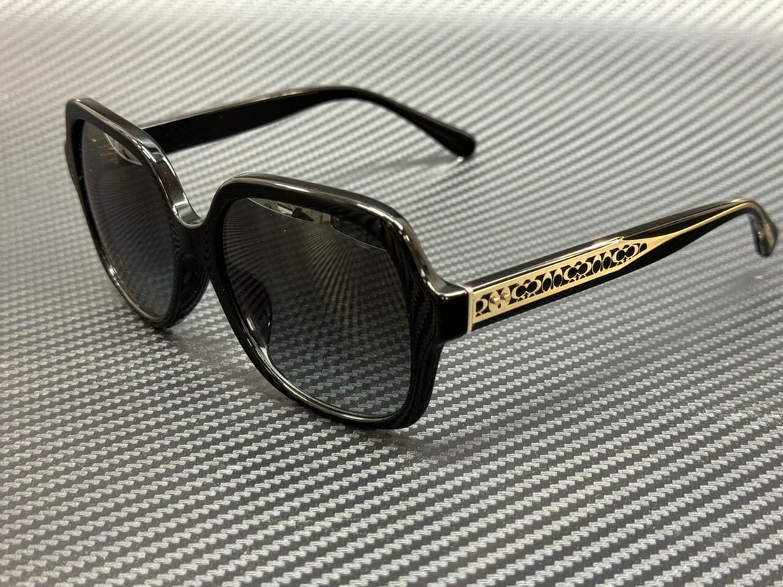 Coach HC8395U 50023C Black Grey Gradient 54mm Sunglasses with Authenticity Certificate: Coach HC8395U 50023C Black Grey Gradient 54mm Sunglasses with Authenticity Certificate Elevate your style with these COACH HC8395U 50023C sunglasses. Featuring a sleek black frame and grey gradient le