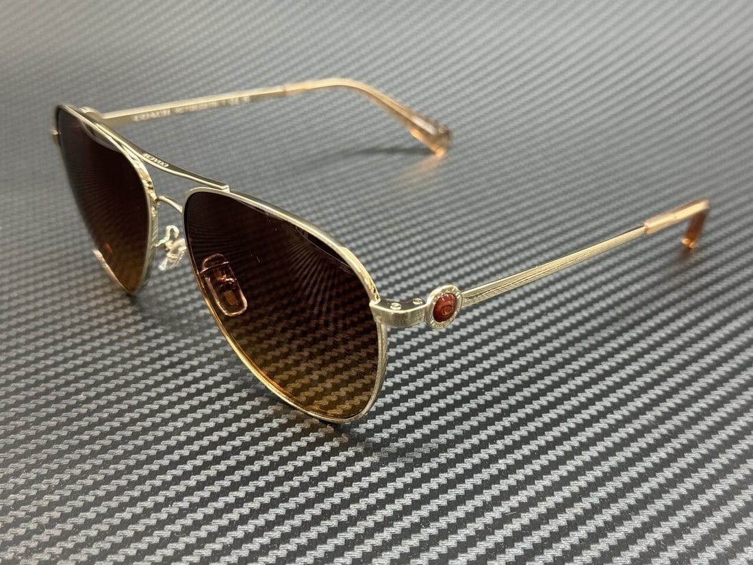 COACH HC7128 Shiny Gold Maroon Gradient Women's Sunglasses with Authenticity Certificate: COACH HC7128 Shiny Gold Maroon Gradient Women's Sunglasses with Authenticity Certificate Elevate your style with these stunning COACH HC7128 sunglasses. Featuring a luxurious shiny gold frame, they ar