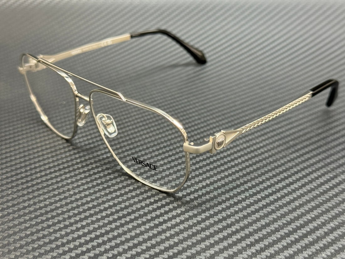 Versace VE1307 1000 Silver Black Men's Eyeglasses with Authenticity Certificate: Versace VE1307 1000 Silver Black Men's Eyeglasses with Authenticity Certificate Experience luxury and style with the Versace VE1307 1000 Eyeglasses. Featuring a striking silver and black frame, these