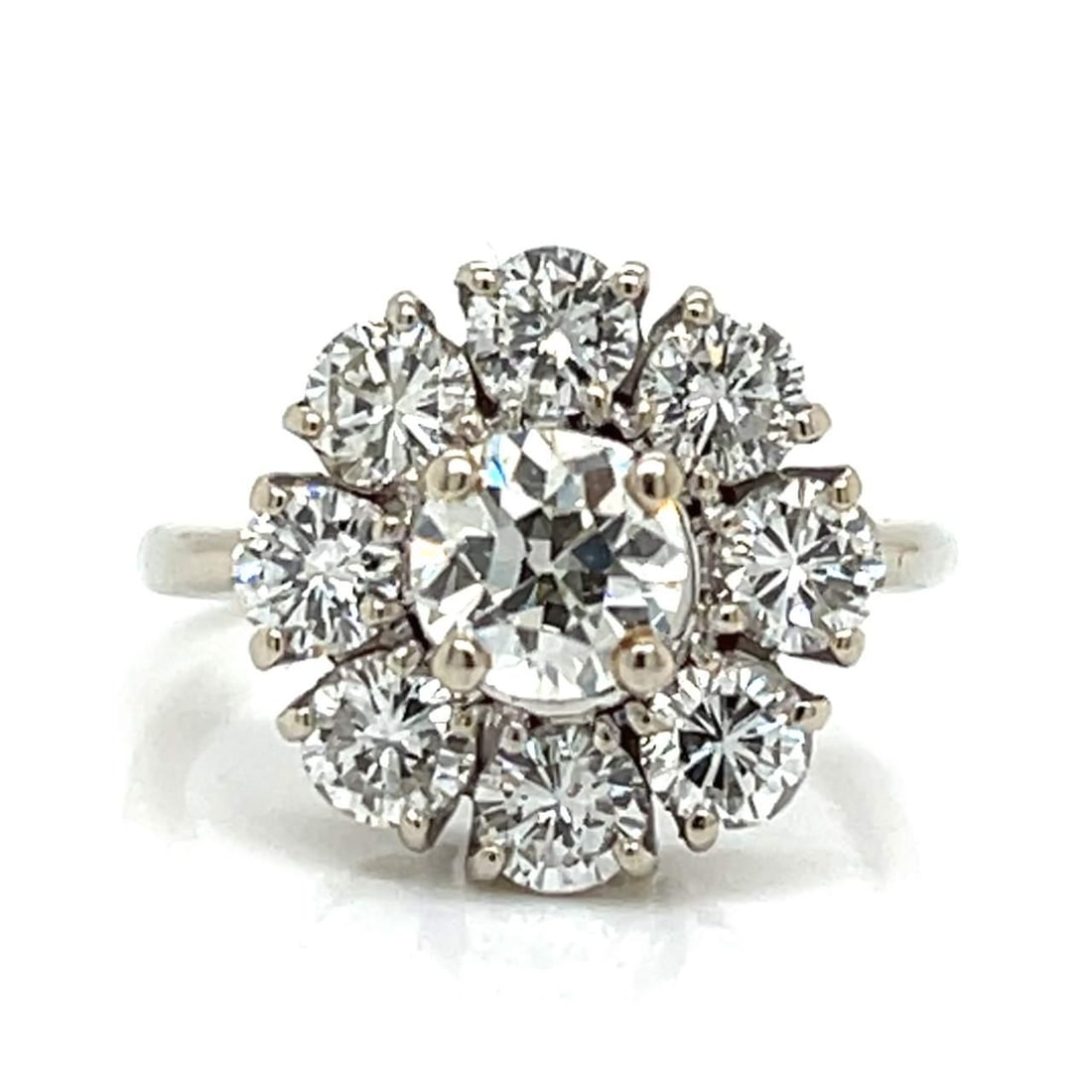 Vintage 1950's 14K White Gold Diamond Ring 3.05 Ct Total (1 of 4)