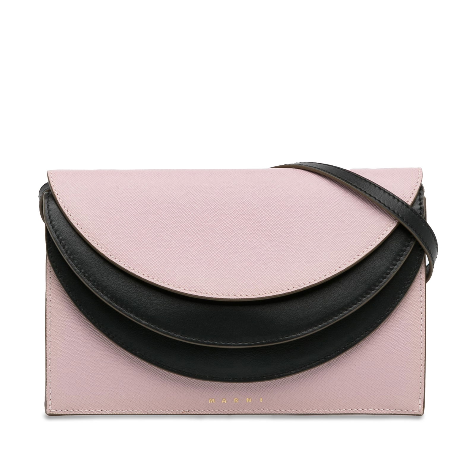 Marni Pink Leather Triple Flap Crossbody Bag from Italy: Marni Pink Leather Triple Flap Crossbody Bag from Italy Introducing the Marni Triple Flap Crossbody, a chic and versatile bag crafted from high-quality leather. This stylish accessory features a tripl