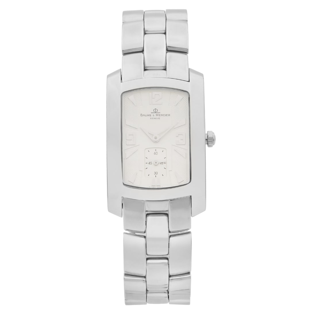 Baume & Mercier Hampton M0A08014 Silver Dial Quartz Men's Watch: Baume & Mercier Hampton M0A08014 Silver Dial Quartz Men's Watch The Baume et Mercier Hampton Milleis M0A08014 is an elegant men's wristwatch that combines a sophisticated silver dial with a sleek stai