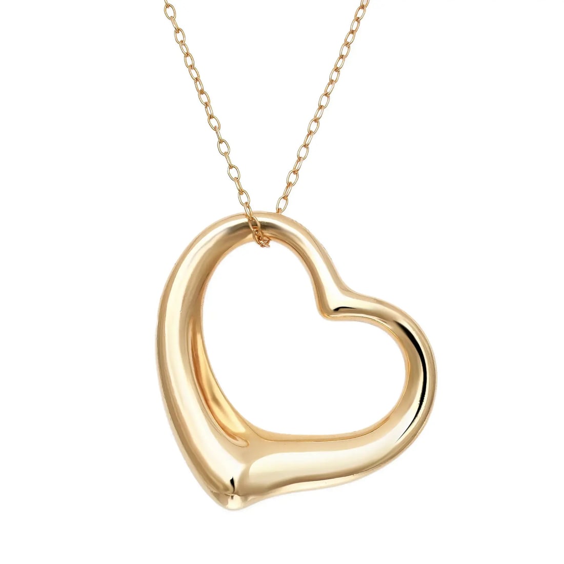 Tiffany & Co. Elsa Peretti 18K Yellow Gold Open Heart Pendant Necklace 35mm (1 of 8)