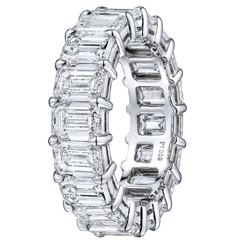 Rachel Koen Platinum 8.51ct Emerald Cut Diamond Eternity Band IGI Certified: Rachel Koen Platinum 8.51ct Emerald Cut Diamond Eternity Band IGI Certified This stunning Rachel Koen eternity band features an exquisite arrangement of emerald cut diamonds totaling 8.51 carats, set