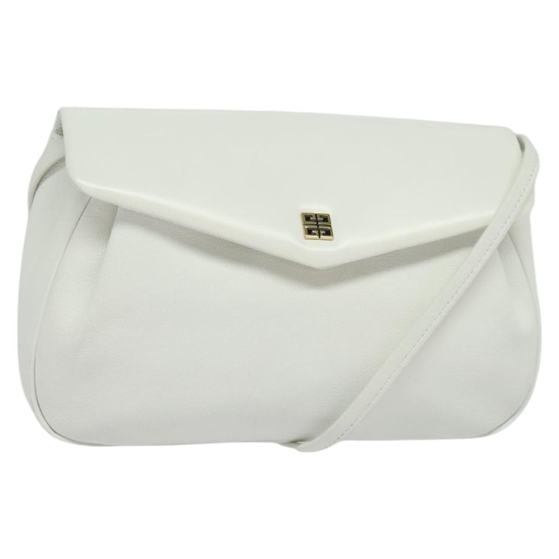 GIVENCHY White Gold Leather Shoulder Bag MY255 Made in Japan: GIVENCHY White Gold Leather Shoulder Bag MY255 Made in Japan This GIVENCHY shoulder bag offers a stylish blend of luxury and practicality. Crafted from high-quality leather, it features a sophisticate