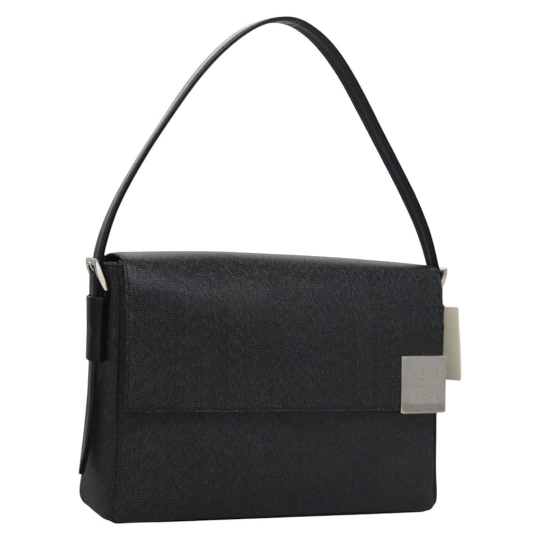 GIVENCHY Black Silver PVC Shoulder Bag with Strap Drop 7.9-9.8in: GIVENCHY Black Silver PVC Shoulder Bag with Strap Drop 7.9-9.8in This GIVENCHY shoulder bag combines style and functionality, crafted from durable PVC leather in a sleek black and silver color scheme.