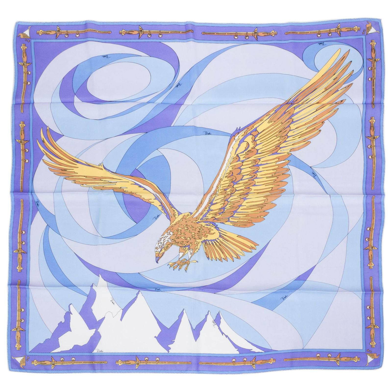 Emilio Pucci 35in Silk Twill Eagle Print Scarf Italy (1 of 4)