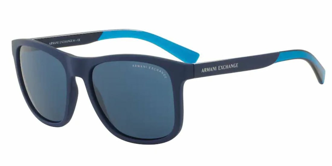 Armani Exchange AX4049SF 818380 Blue Square Men's Sunglasses: Armani Exchange AX4049SF 818380 Blue Square Men's Sunglasses Elevate your style with these Armani Exchange AX4049SF 818380 Men's Sunglasses. Featuring a striking blue square frame, these sunglasses no