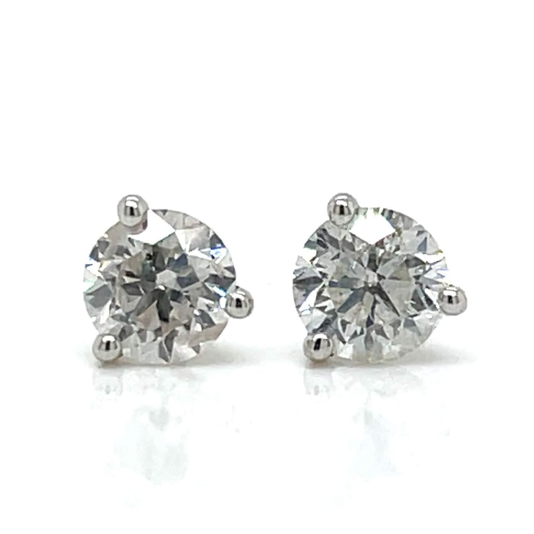 14K White Gold 1.24 Ct Diamond Stud Earrings G-H SI2-I1 (1 of 3)