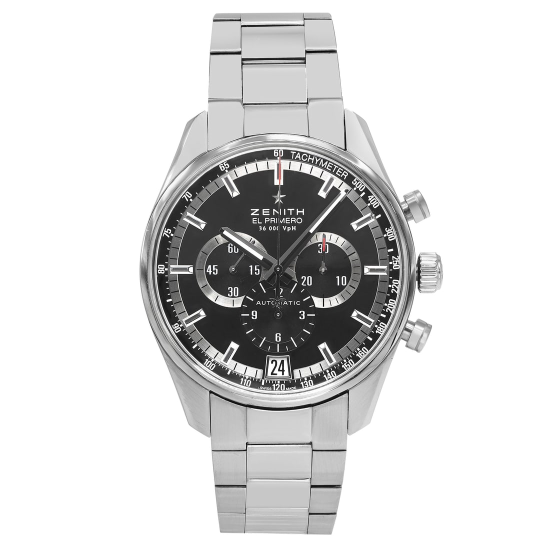 Zenith El Primero Automatic Men's Watch 42mm Black Dial Model 03.2040.400/21.M2040: Zenith El Primero Automatic Men's Watch 42mm Black Dial Model 03.2040.400/21.M2040 The Zenith El Primero 42mm Steel Black Dial Automatic Men's Watch (Model: 03.2040.400/21.M2040) is a sophisticated ti