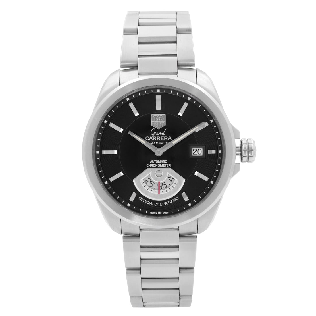 TAG Heuer Grand Carrera Automatic Men's Watch Steel Black Dial WAV511A.BA0900: TAG Heuer Grand Carrera Automatic Men's Watch Steel Black Dial WAV511A.BA0900 Experience the elegance and precision of the TAG Heuer Grand Carrera Steel Black Dial Automatic Men's Watch. This sophisti
