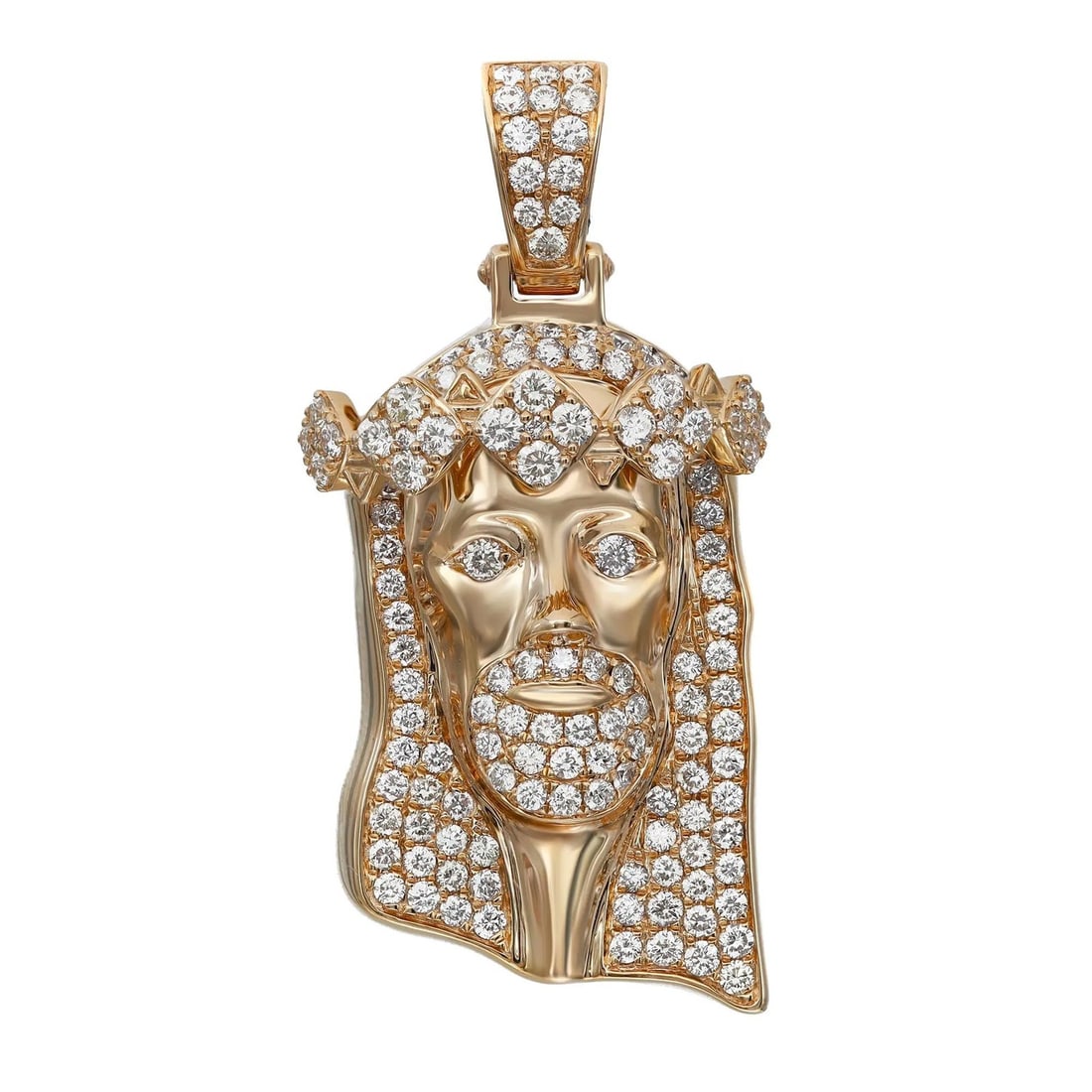 Rachel Koen 14K Yellow Gold Jesus Pendant with 1.77Cttw Pave Diamonds (1 of 5)