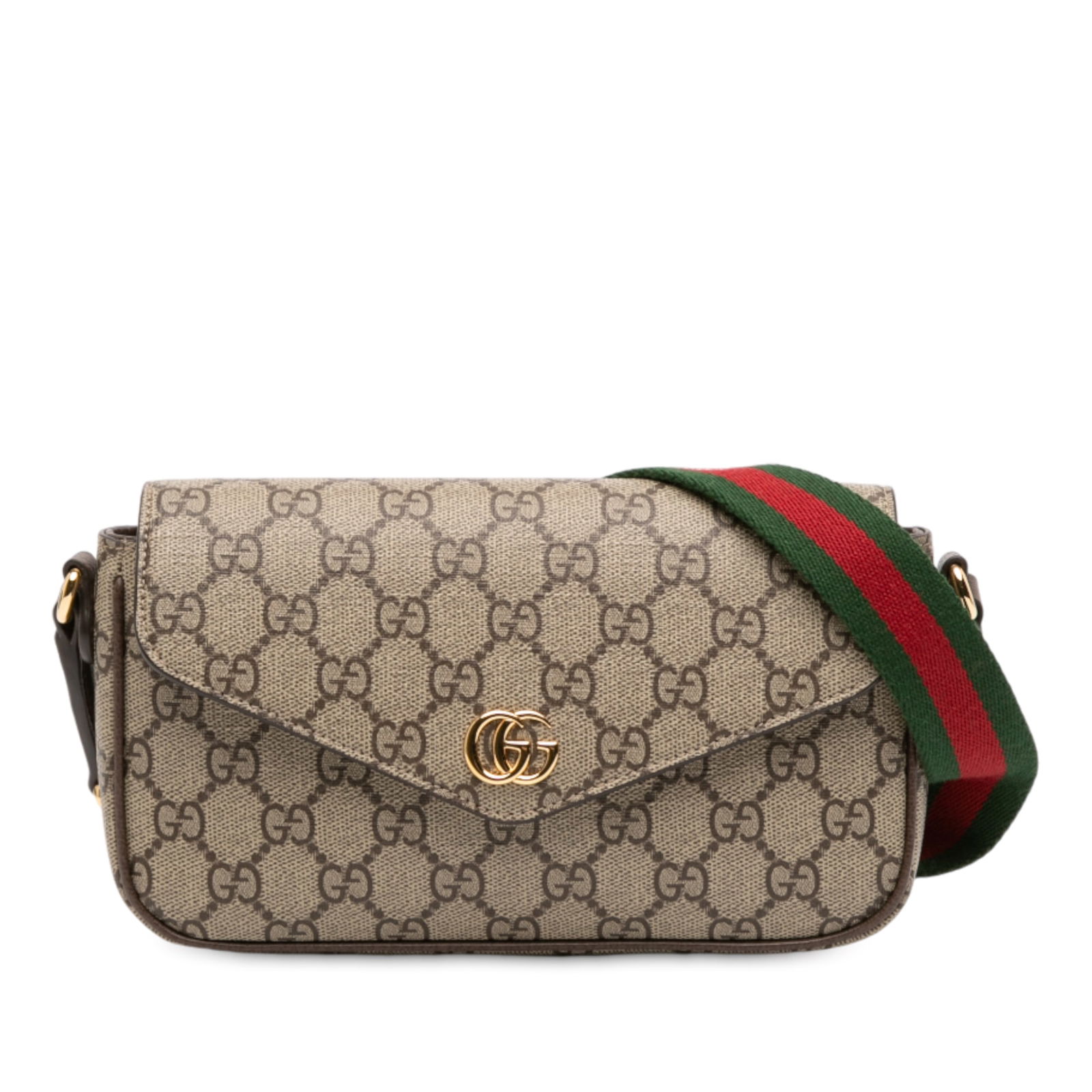 Gucci GG Supreme Ophidia Brown Crossbody Bag with Strap: Gucci GG Supreme Ophidia Brown Crossbody Bag with Strap The Gucci GG Supreme Ophidia Pochette Crossbody is a stylish and practical accessory crafted from coated canvas, featuring a chic brown color. T