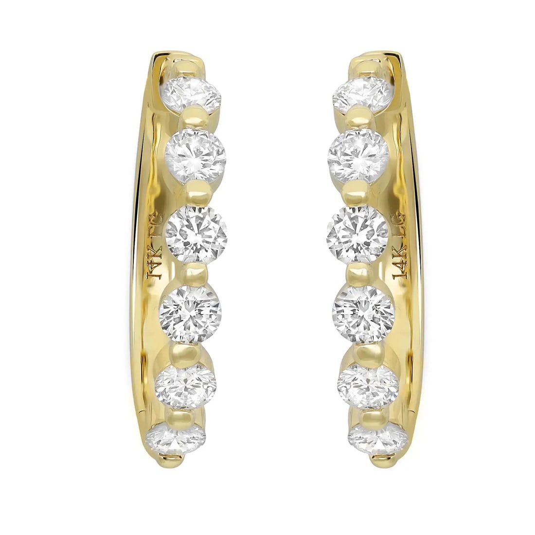 Rachel Koen 14K Yellow Gold Lab Grown Diamond Huggie Earrings 1.02Cttw (1 of 4)