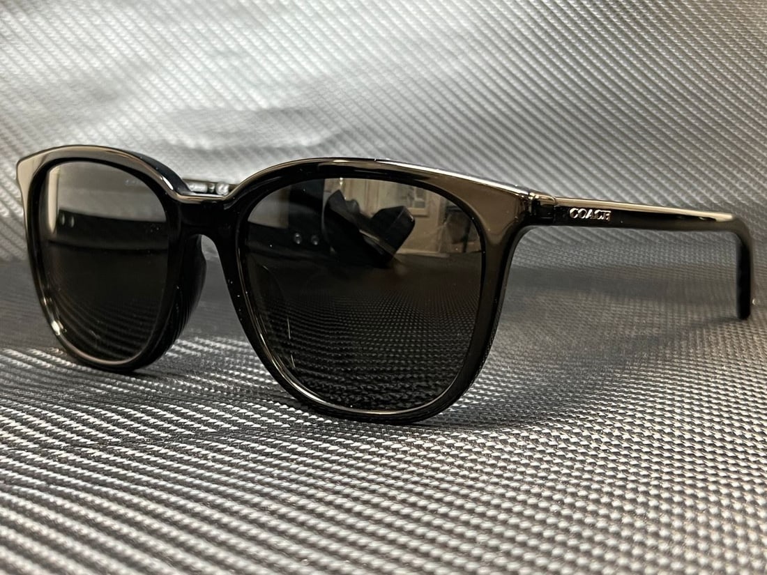 COACH HC8338U 500287 Black Square 55mm Men's Sunglasses with Case: COACH HC8338U 500287 Black Square 55mm Men's Sunglasses with Case Elevate your style with these COACH HC8338U 500287 Men's Sunglasses. Featuring a sleek square design, these sunglasses are crafted wit