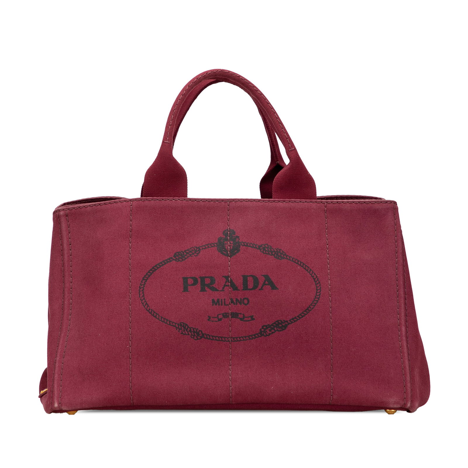 Prada Large Red Canvas Canapa Logo Satchel Bag: Prada Large Red Canvas Canapa Logo Satchel Bag This large satchel from Prada showcases a vibrant red canvas body with rolled handles and an open top design, making it both stylish and practical. It in