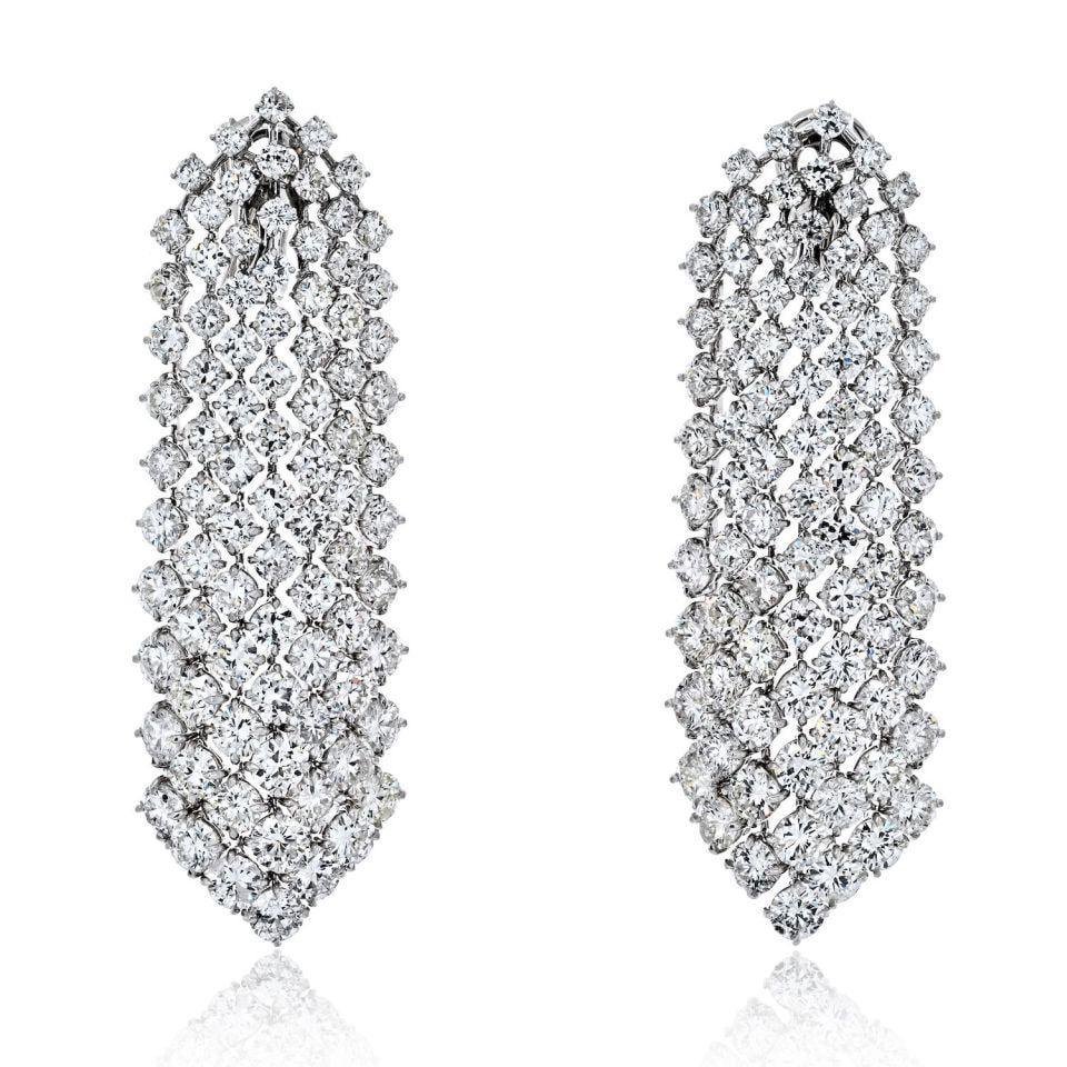 Stunning Platinum 35 Carat Cascading Diamond Earrings (1 of 4)
