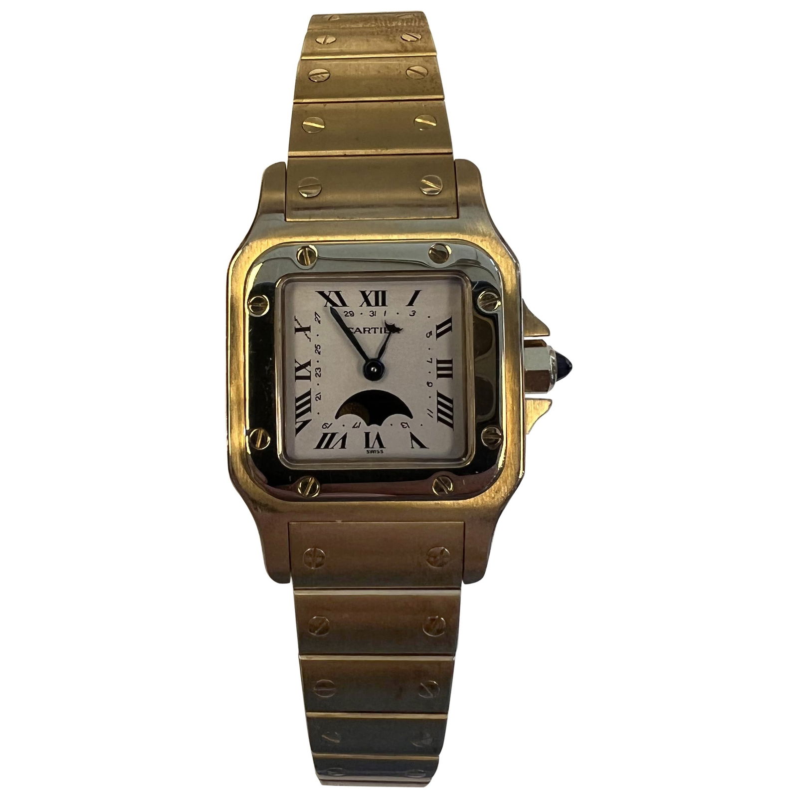 Cartier Santos Galbee Moon-phase 18k Yellow Gold Watch with Receipt (1 of 6)