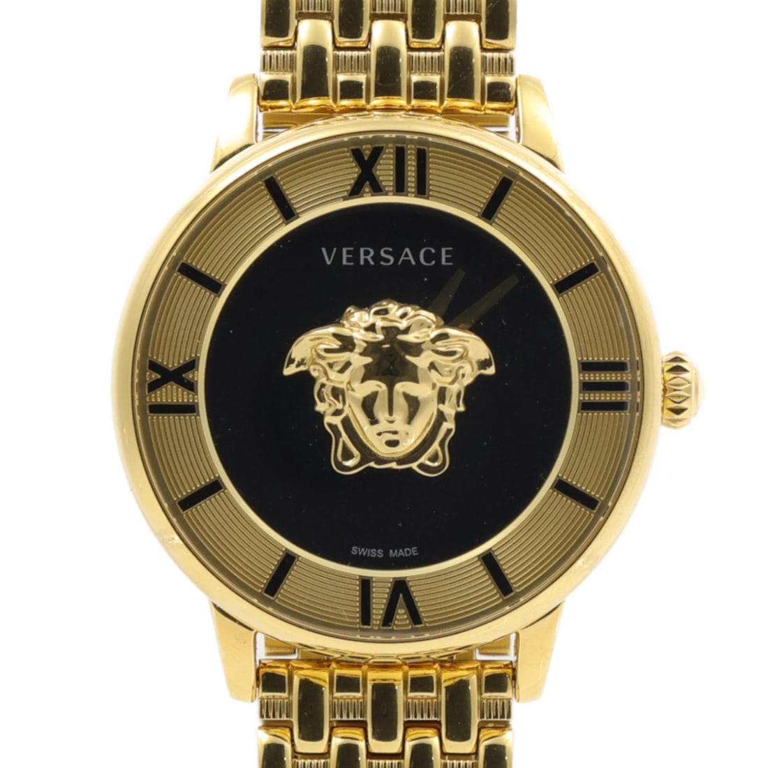 VERSACE Medusa Quartz Wristwatch Stainless Steel Black Gold VE2R00322: VERSACE Medusa Quartz Wristwatch Stainless Steel Black Gold VE2R00322 This VERSACE LA Medusa Quartz Watch combines elegance and functionality, featuring a striking black and gold design. Crafted from
