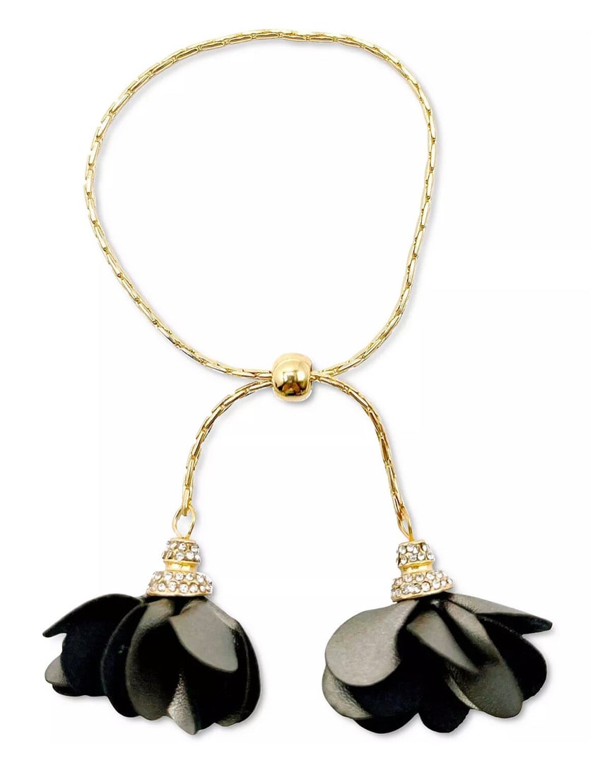 INC International Concepts Gold Bolo Bracelet with Imitation Pearl Flowers: INC International Concepts Gold Bolo Bracelet with Imitation Pearl Flowers Add a touch of elegance to your accessory collection with this stunning imitation pearl and fabric flower bolo bracelet. Desi