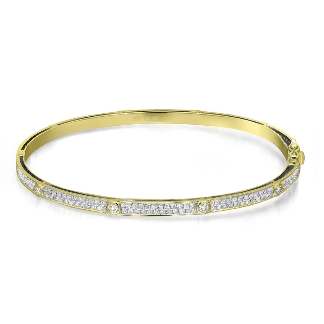 Rachel Koen 18K Yellow Gold Diamond Bangle Bracelet 1.39Cttw Elegant Stackable Design (1 of 4)