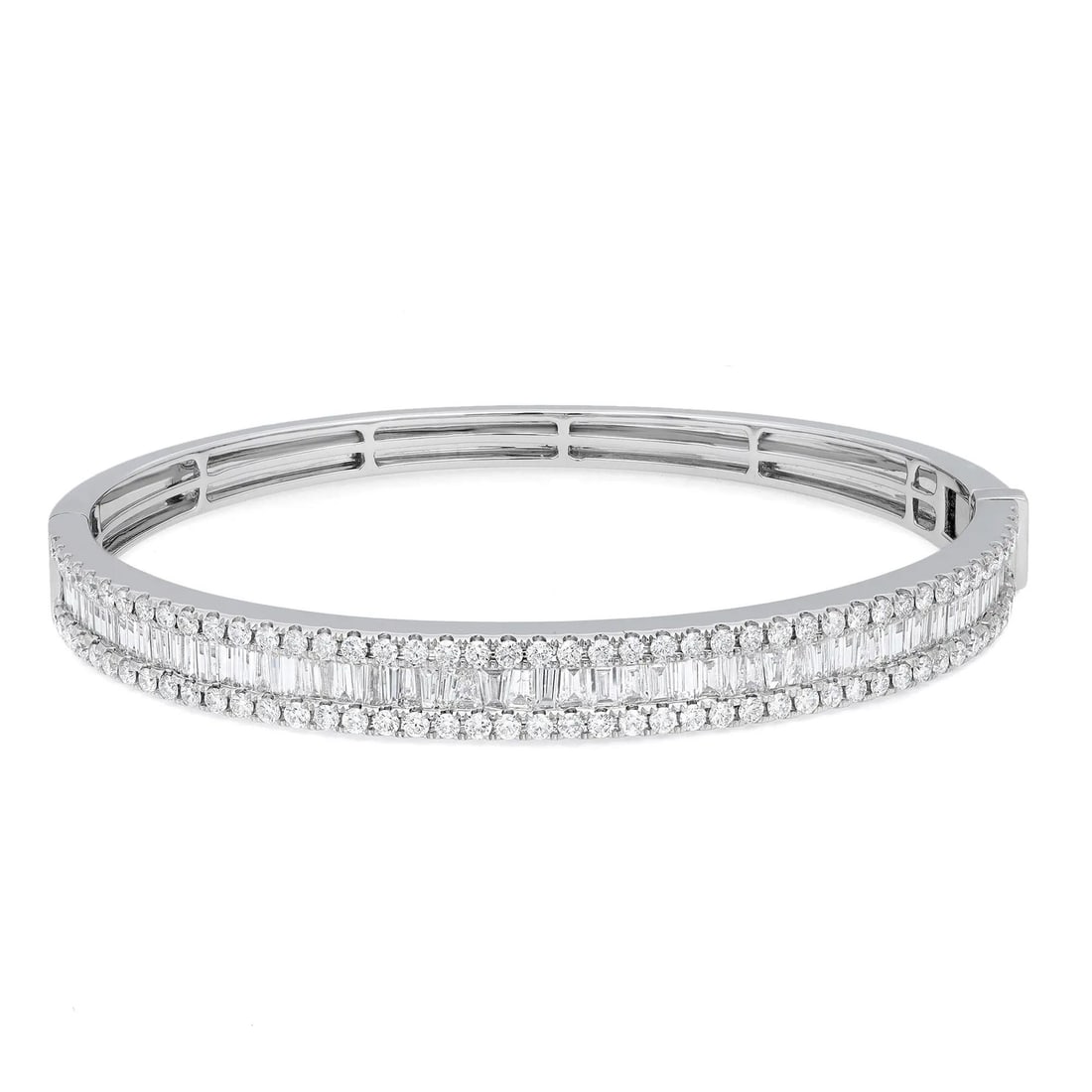 Rachel Koen 18K White Gold Bangle Bracelet 3.12ct Diamonds Stackable (1 of 6)