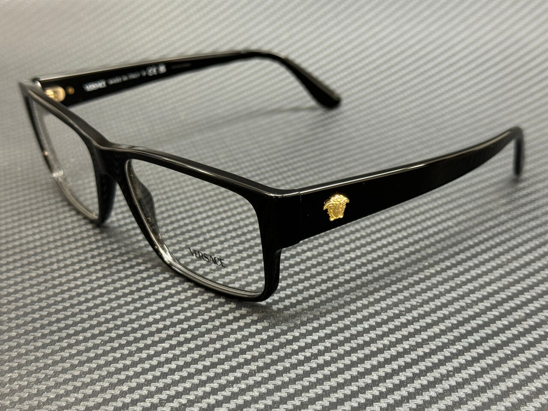 Versace VE3342 5360 Black Men's Eyeglasses with Original Case: Versace VE3342 5360 Black Men's Eyeglasses with Original Case Introducing the Versace VE3342 5360 eyeglasses, a stylish accessory designed for men. These eyeglasses feature a sleek black frame, ensuri