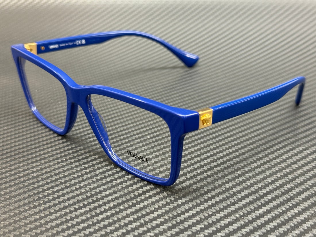 Versace VE3328 5450 Dark Blue Men's Eyeglasses with Authenticity Certificate: Versace VE3328 5450 Dark Blue Men's Eyeglasses with Authenticity Certificate Elevate your eyewear collection with these Versace VE3328 5450 eyeglasses, featuring a stylish dark blue frame. Designed fo