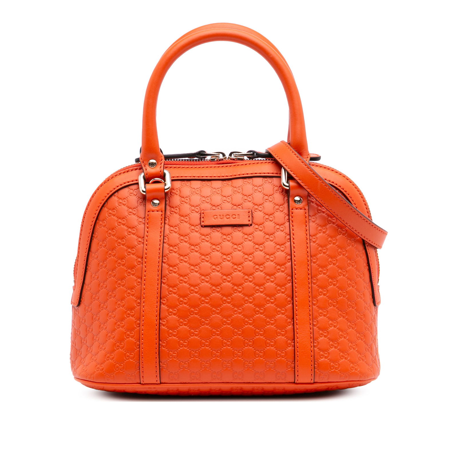 Gucci Mini Microguccissima Dome Satchel Leather Orange Italy: Gucci Mini Microguccissima Dome Satchel Leather Orange Italy The Gucci Mini Microguccissima Dome Satchel is a stylish accessory crafted from high-quality leather. This satchel features rolled leather