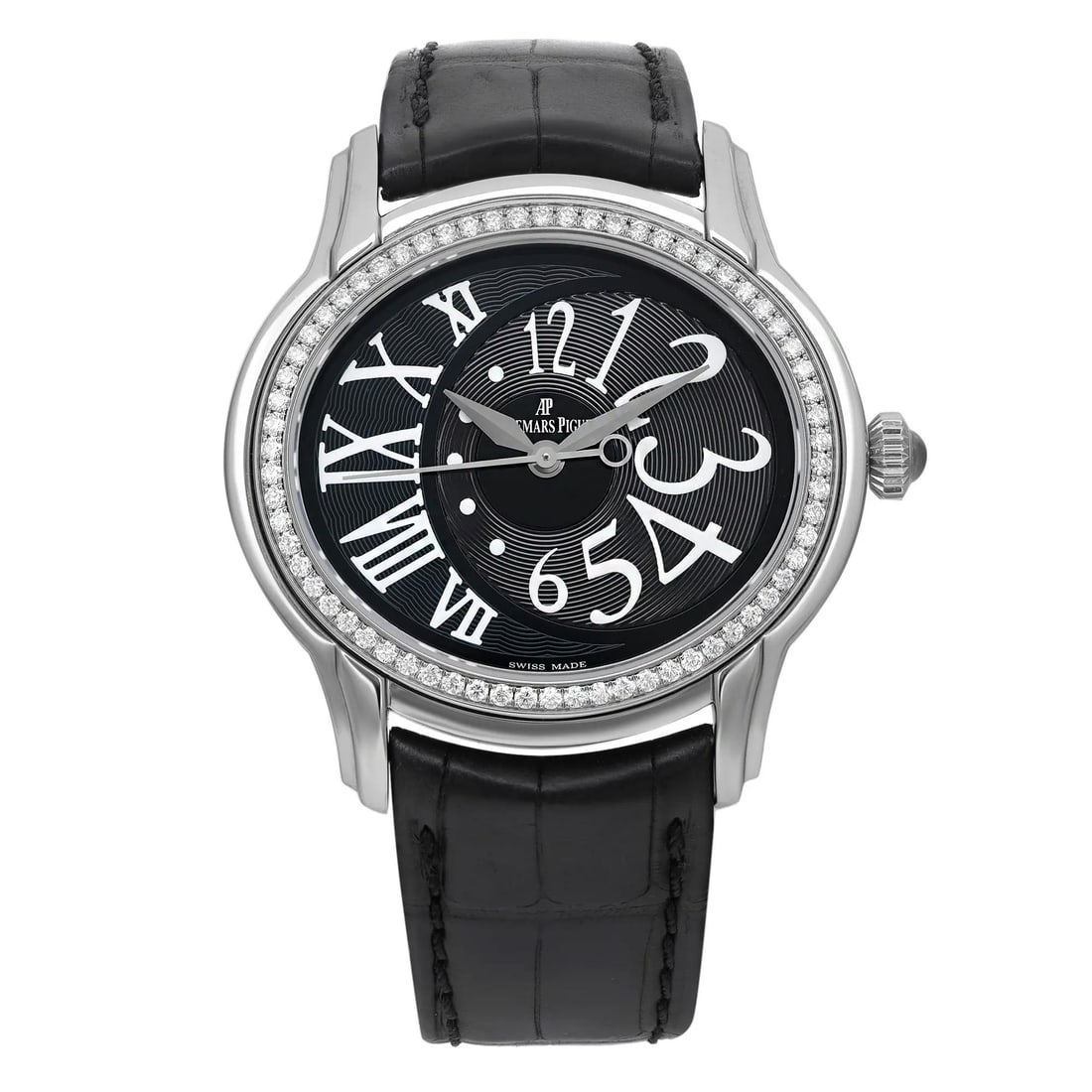 Audemars Piguet Millenary Ladies Watch 39mm Diamond Bezel Black Dial 77301ST (1 of 8)